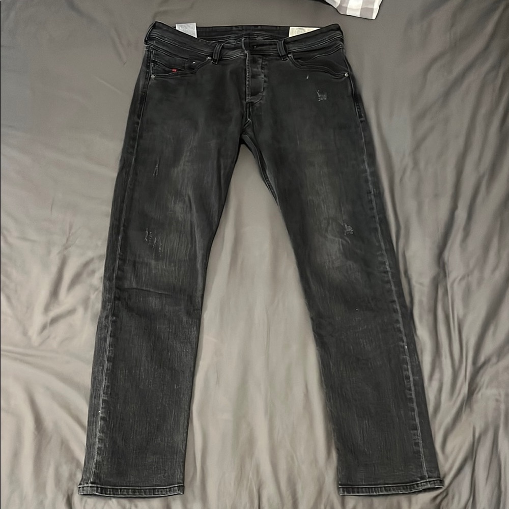 Diesel Men's Charcoal Straight Jeans